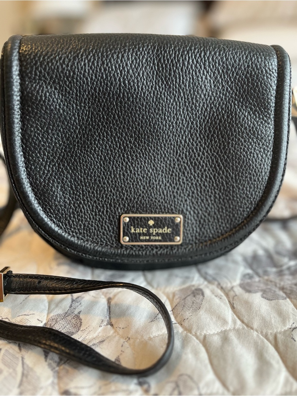 kate spade Black Pebbled Leather Saddle Crossbody